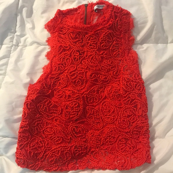 zara red lace halter top - Picture 3 of 5
